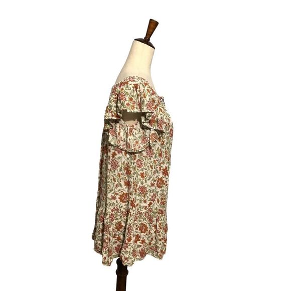 Rachel Zoe Beige Orange Flutter Sleeve Sheath Dress SM - Picture 2 of 7